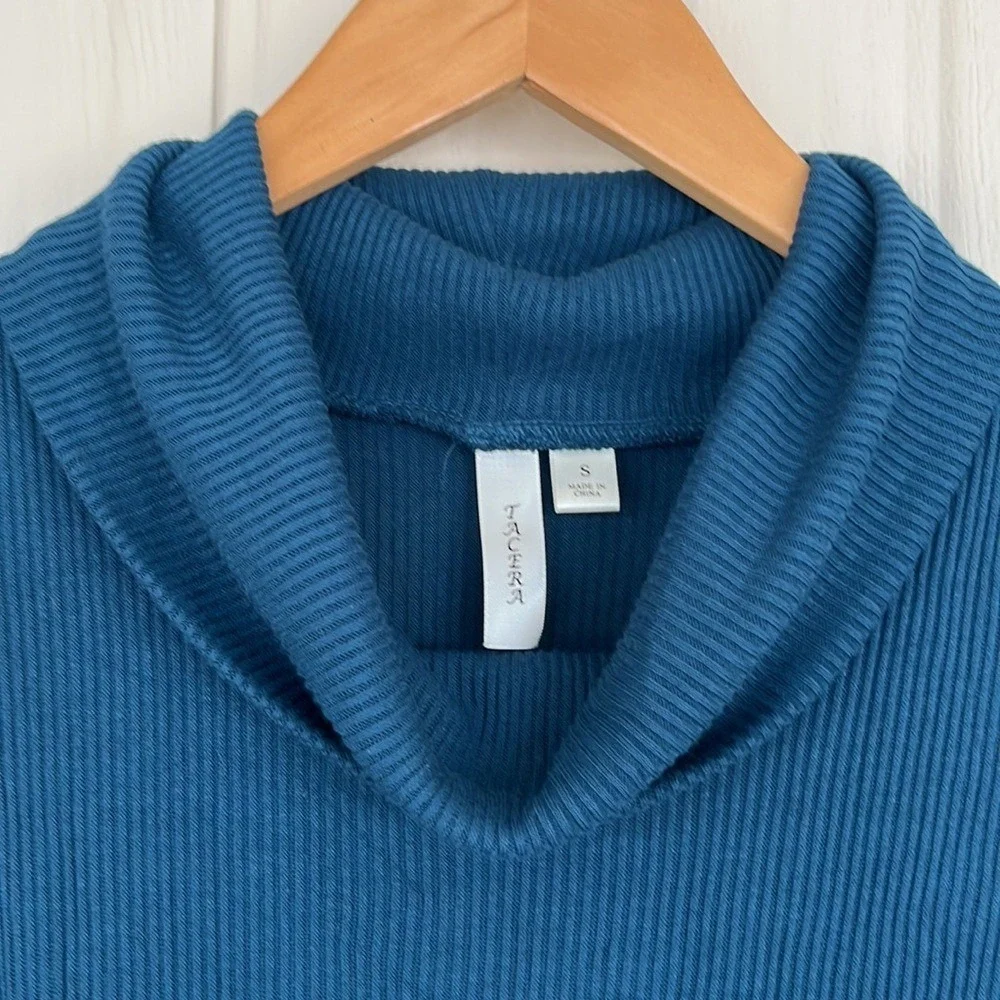 TACERA Elegant Teal Cowl Neck Sleeveless Knit Dress Women's S‎